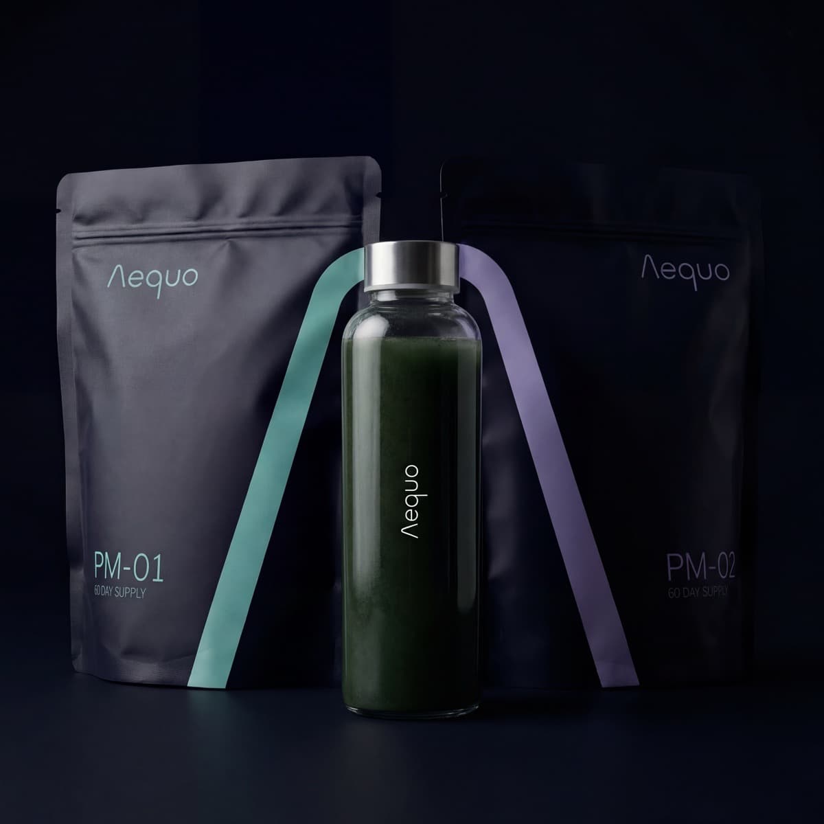 The Aequo PM System — PM-01, PM-02, and mixing bottle